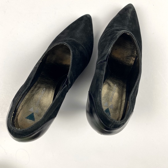 DaniBlack Ankle black suede Boots slip-on booties stiletto Heels size 6.5 shoes - Picture 7 of 8